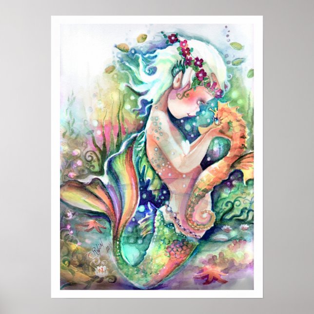 "Mermaid Lieben ihr Seepferd" Poster (Vorne)