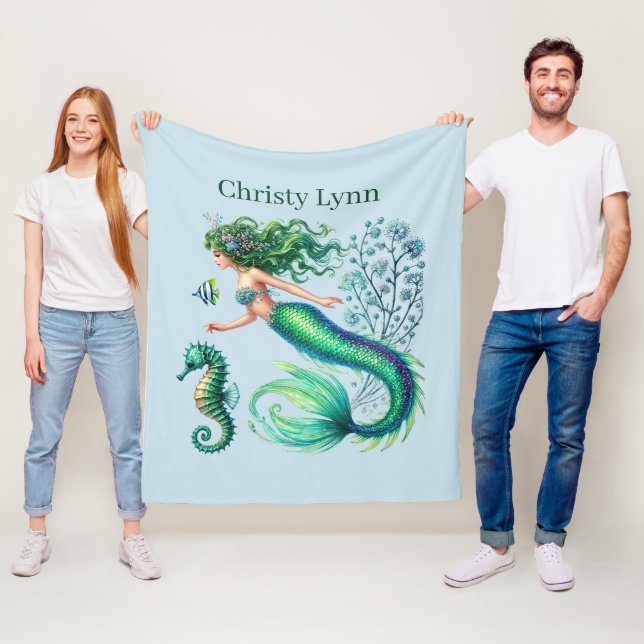 Mermaid Liebhaber hinzufügen Fleecedecke (Beispiel)