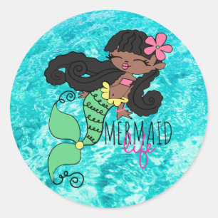 Mermaid Life B Classic Round Aufkleber