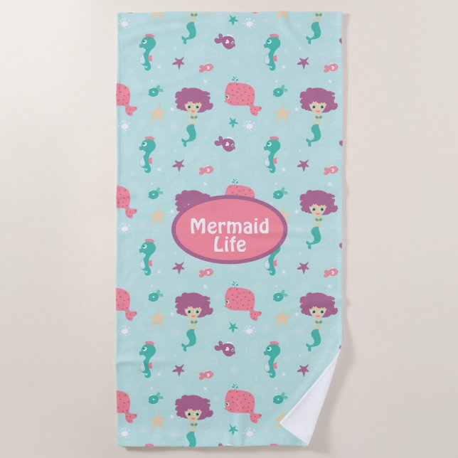 Mermaid Life Beach Handtuch (Vorderseite)