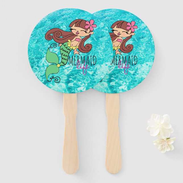 Mermaid Life Hand Fan Fächer (Vorne und Hinten)