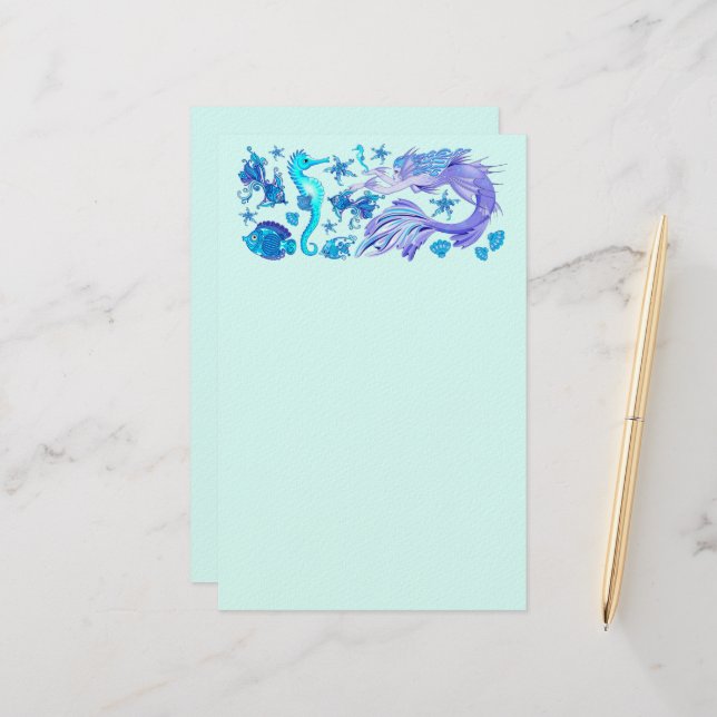 Mermaid Lila Fairy Creation Briefpapier (Vorderseite/Rückseite Beispiel)
