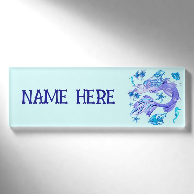 Mermaid Lila Fairy Creation Namenschild (Vorderseite)