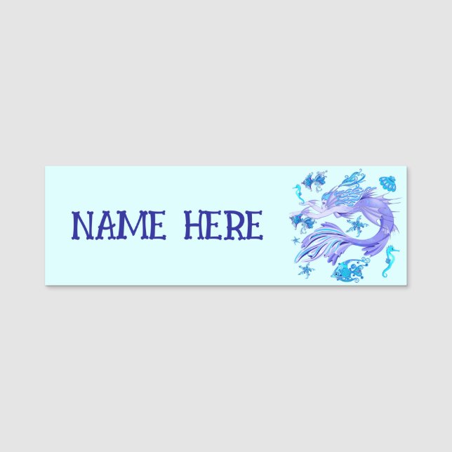Mermaid Lila Fairy Creation Namensschild (Vorderseite)