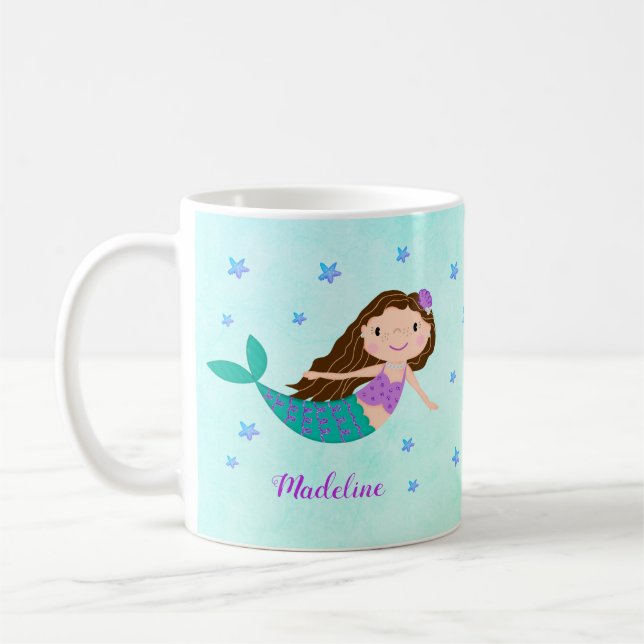 Mermaid Lila Glitzer Aqua Kaffeetasse (Links)