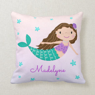 Mermaid Lila Glitzer Rainbow Name Kissen