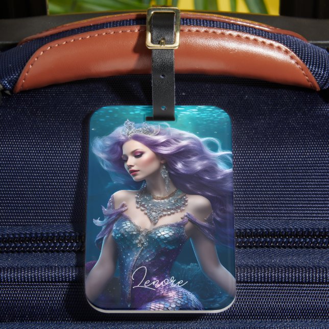 Mermaid Lila Hair Gepäckanhänger (Vorderseite Insitu 2)