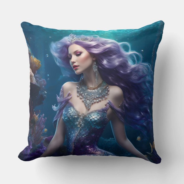 Mermaid Lila Hair Kissen (Vorderseite)