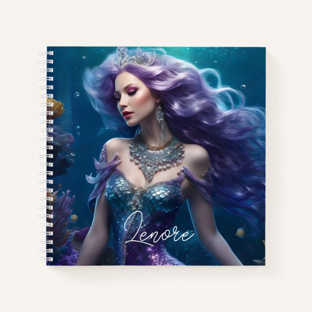 Mermaid Lila Hair Notizbuch (Vorderseite)