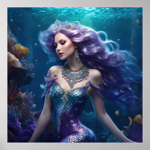 Mermaid Lila Hair Poster