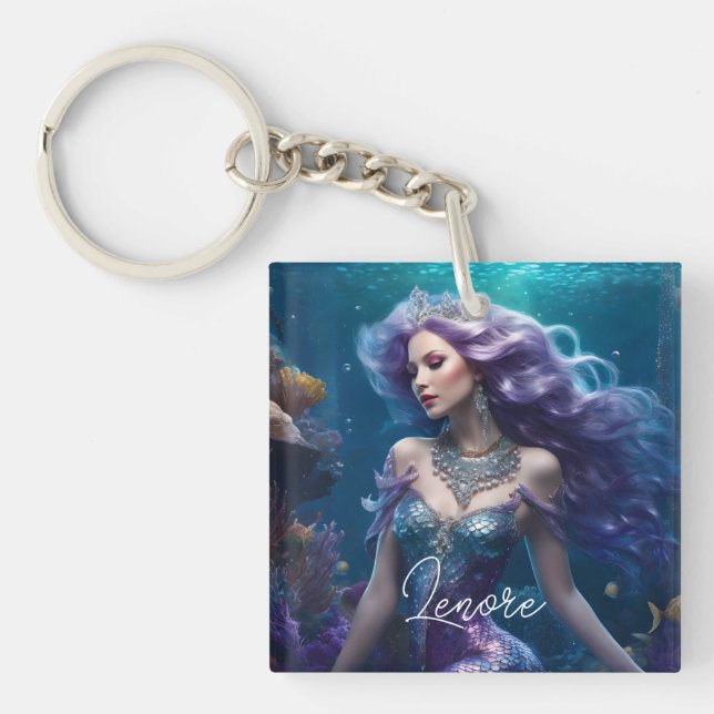 Mermaid Lila Hair Schlüsselanhänger (Vorderseite)