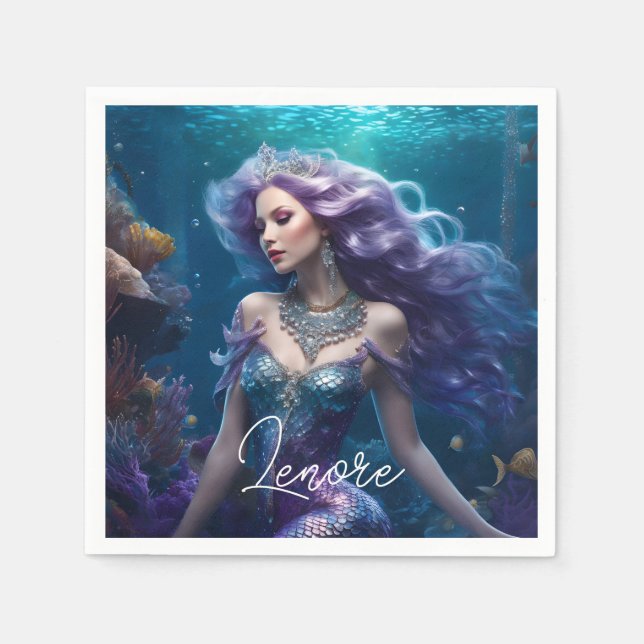 Mermaid Lila Hair Serviette (Vorderseite)