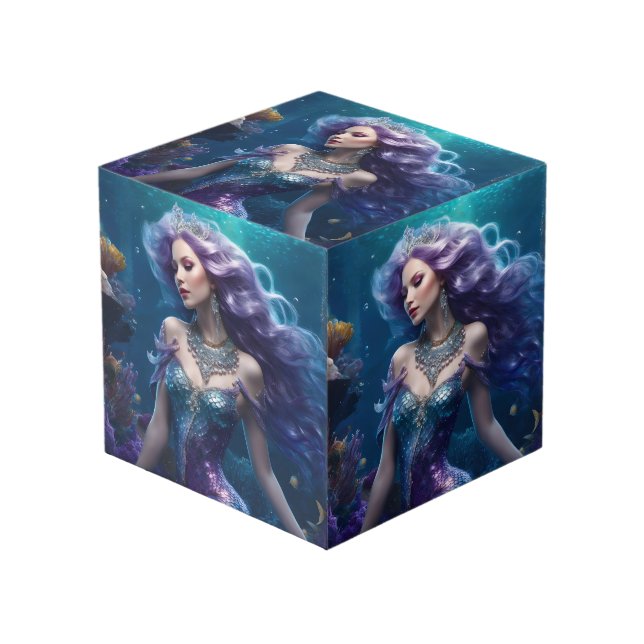 Mermaid Lila Hair Würfel (Vorderseite Schrägansicht)