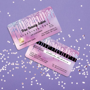Mermaid Lila Holographic Glitzer Tropfen Credit Visitenkarte