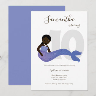 Mermaid Lila Kindergeburtstag Einladung