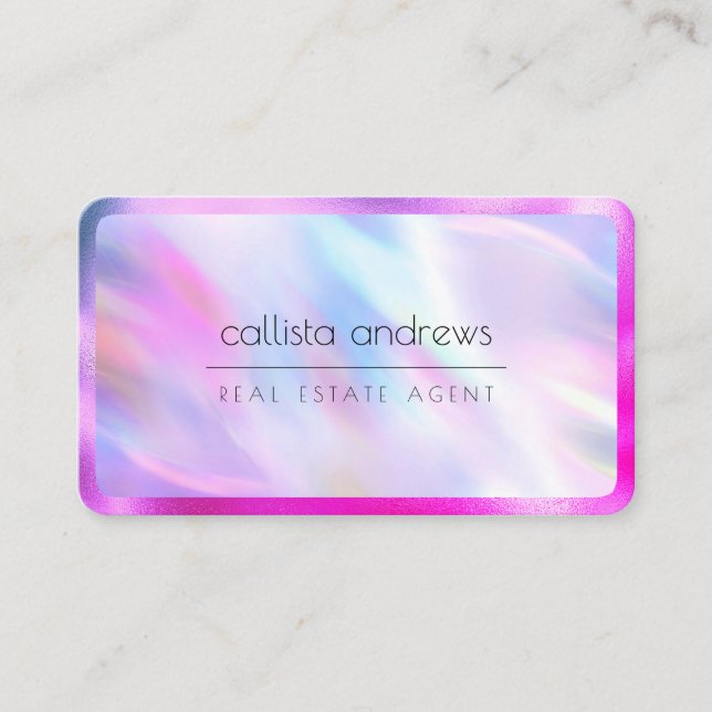 Mermaid Lila Metallic Holographic Border Visitenkarte (Vorderseite)