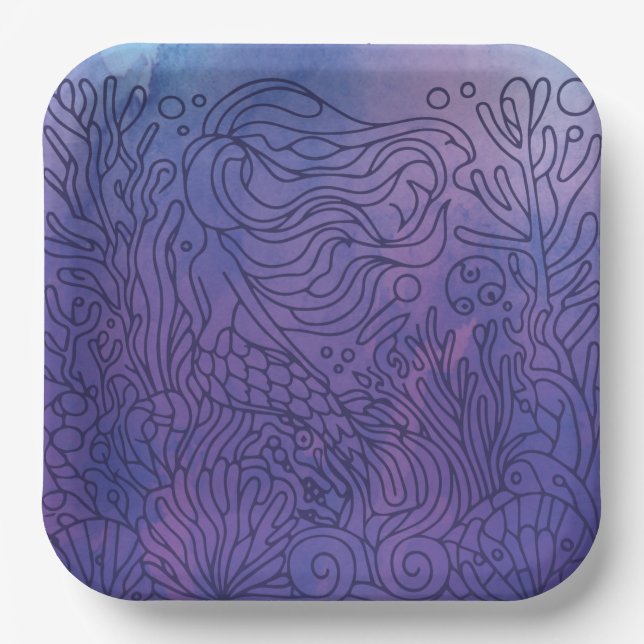 Mermaid - Lila Pappteller (Vorderseite)