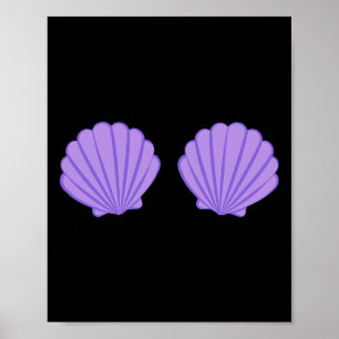 Mermaid Lila Seashell Bra Cartoon Graphic Poster
