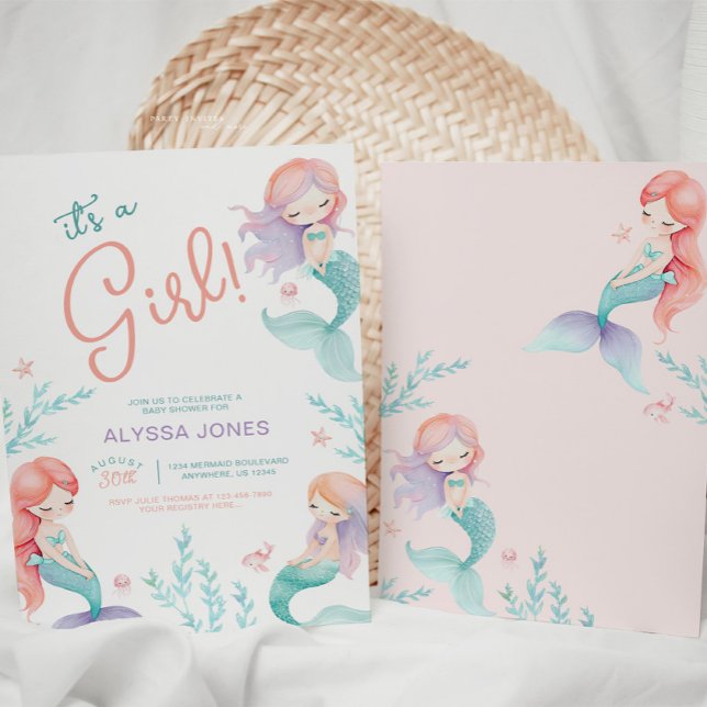Mermaid Lila und Aquamarine Babydusche Einladung (Von Creator hochgeladen)