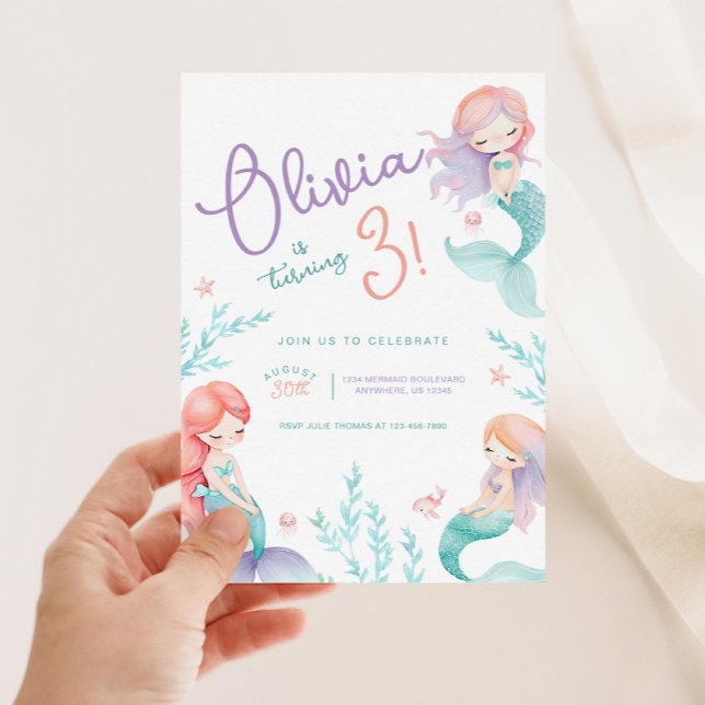 Mermaid Lila und Aquamarine Geburtstagspartei Einladung (Von Creator hochgeladen)