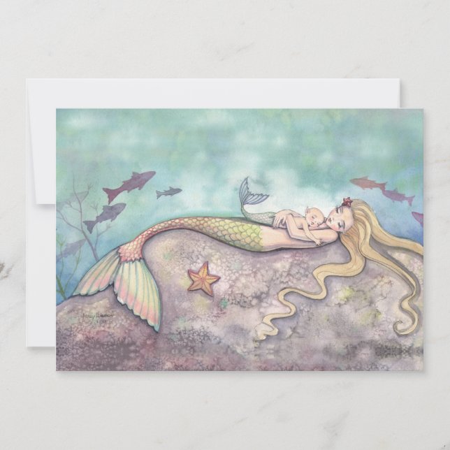 Mermaid Lullaby Baby Shower Einladungen (Vorderseite)