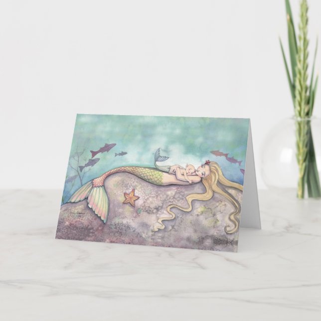 Mermaid Lullaby Mutter und Baby Mermaids Vielen Da Dankeskarte (Vorderseite)