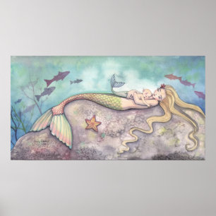 Mermaid Lullaby Mutter und Baby Poster