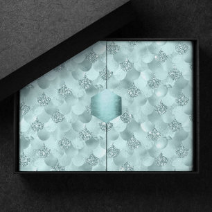Mermaid Luxe Scale   Sea Mint Green Aqua Sheen Seidenpapier