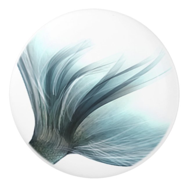 Mermaid Luxe Schwanz | Sea Mint Green Aqua Sheen Keramikknauf (Vorderseite)