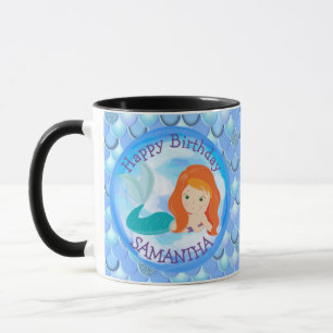 Mermaid magret Joyeux Anniversaire BLEUE Mug