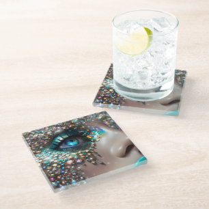 Mermaid Makeup Face Jewels Glasuntersetzer