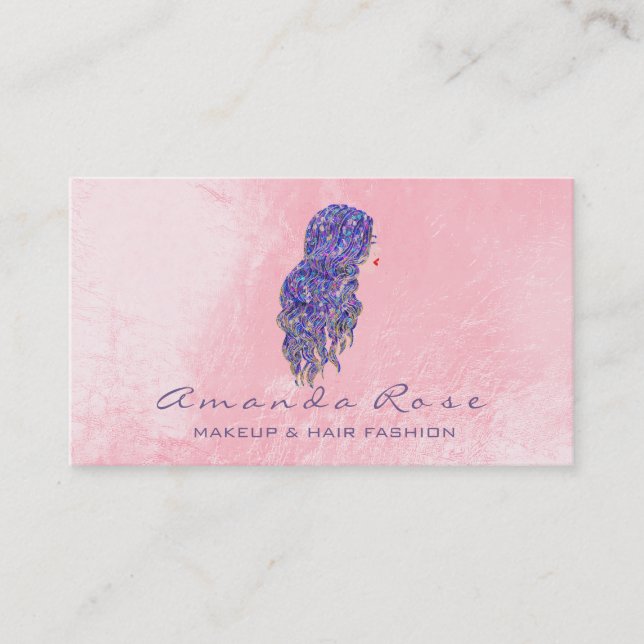 Mermaid Makeup Lashes Friseur Pink Lila Visitenkarte (Vorderseite)