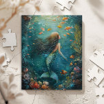 Mermaid-Malerei<br><div class="desc">Niedliche und magische Meerjungfrau-Malerei mit einer niedlichen Meerjungfrau, die unter dem Wasser schwimmt und niedlich orangefarbenen Fisch bekommt.</div>