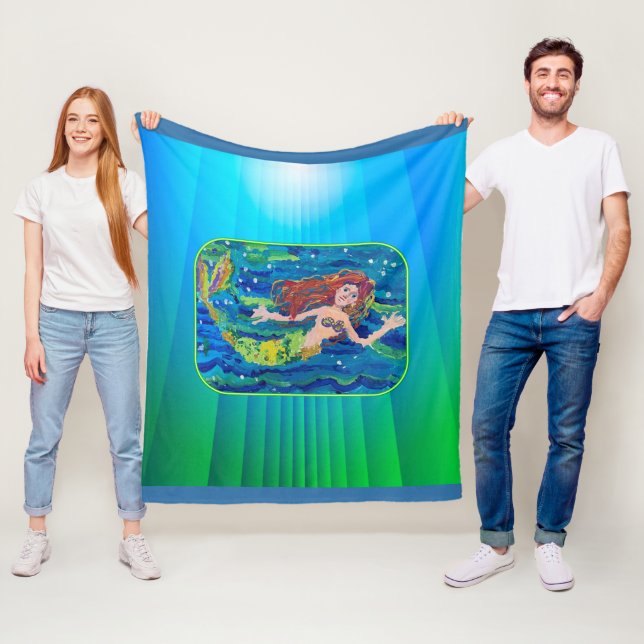 Mermaid-Malerei Fleecedecke (Beispiel)