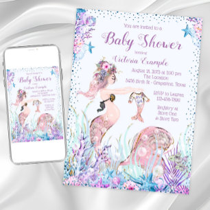 Mermaid Mama Baby Shower Einladungen