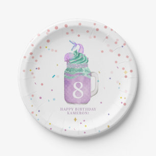 Mermaid Mason Jar Milkshake Girls Birthday Age Pappteller