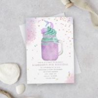Mermaid Mason Jar Milkshake Girls Birthday Invitat