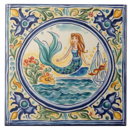 Mermaid Mediterrane Volkskunst Fliese