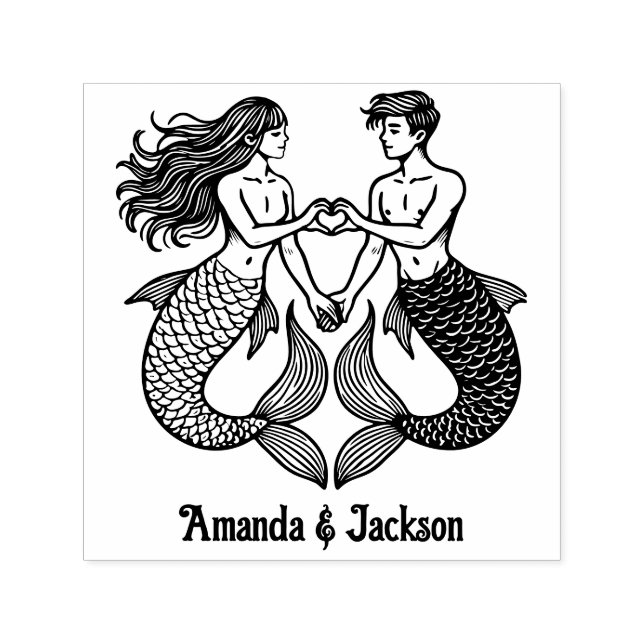Mermaid Merman Sweethearts - Herzensignierung Permastempel (Design)