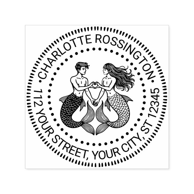 Mermaid Merman Sweethearts Name Rücksendeadresse Permastempel (Design)