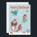 Mermaid Merry Christmas Santa Meereswelt Feiertagskarte<br><div class="desc">Dieses Design kann in dem Bereich personalisiert werden, der durch das Ändern des Fotos und/oder Textes zur Verfügung gestellt wird. Sie können auch angepasst werden, indem Sie auf Vorlage personalisieren klicken und dann auf die Schaltfläche klicken, um weitere Optionen anzupassen, um die Hintergrundfarbe zu löschen oder zu ändern, Text hinzuzufügen,...</div>