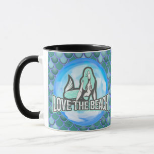 Mermaid mignonne Aimer la plage BLEUE Mug
