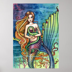 Mermaid mit Dragon Poster von Molly Harrison