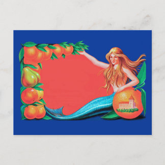 Mermaid mit Frucht Vintag Crate Art Postkarte