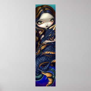 Mermaid mit Schwarz-Meer-Schlange Kunst Print Drag Poster