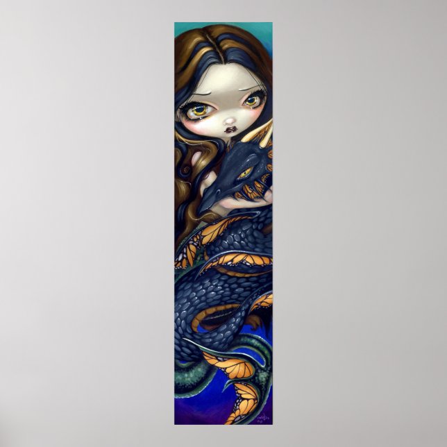 Mermaid mit Schwarz-Meer-Schlange Kunst Print Drag Poster (Vorne)