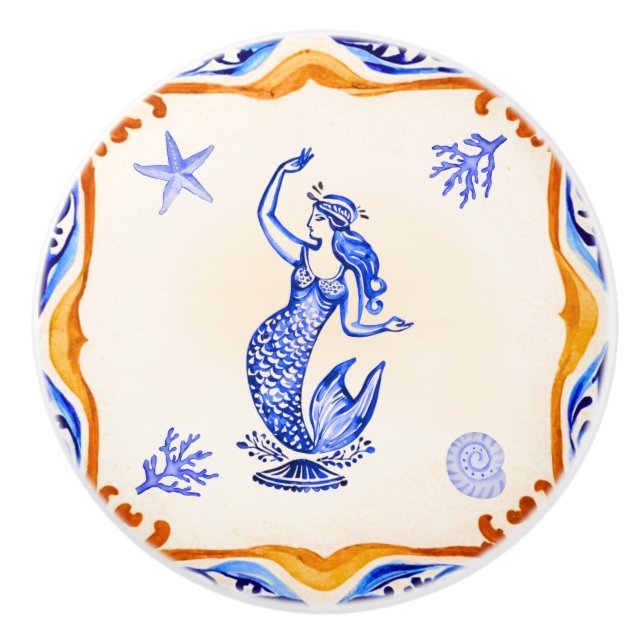 Mermaid Mittelmeer Keramikknauf (Vorderseite)