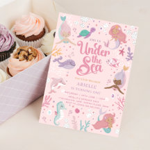 Mermaid modifiable 1er anniversaire Invitation