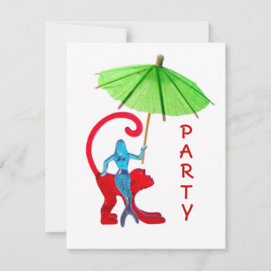 Mermaid Monkey Party Einladung