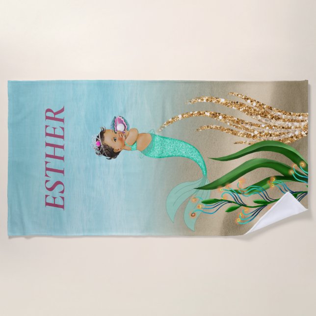 Mermaid Monogram Beach Handtuch (Vorderseite)